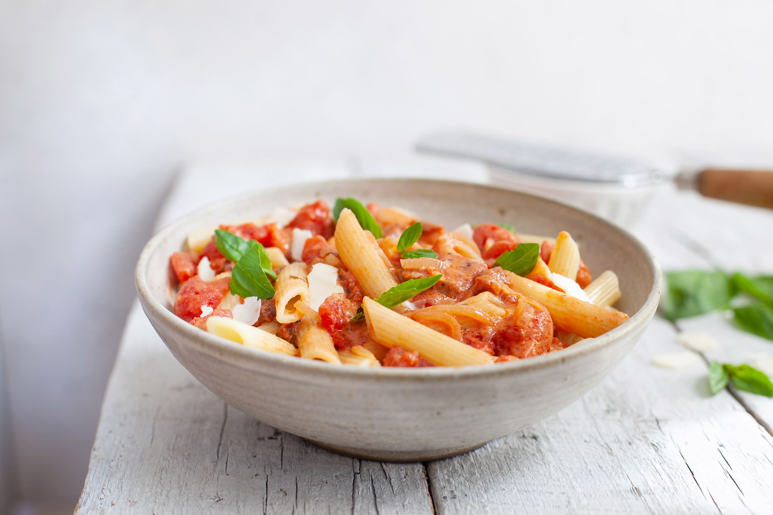Pâtes en sauce rosée aux deux tomates | Québon